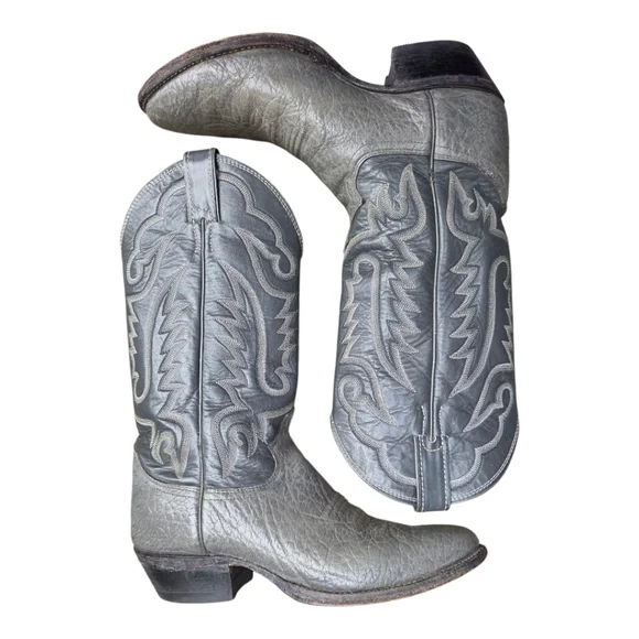 Justin 1440 Vintage Western Cowboy BootsDistressed Gray LeatherMen’s 8.5D